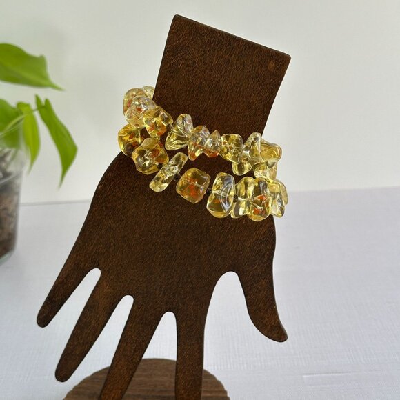 Vintage Baltic Amber Bracelet, Stretch Coil - Picture 7 of 12